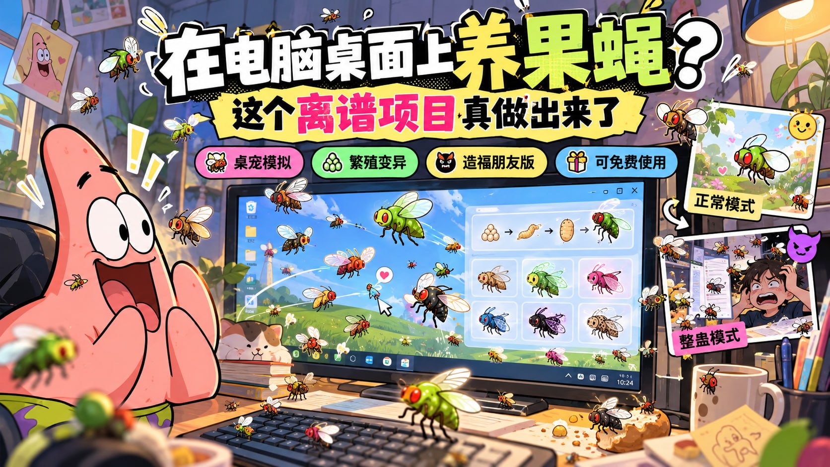 在电脑桌面上养果蝇是什么体验？