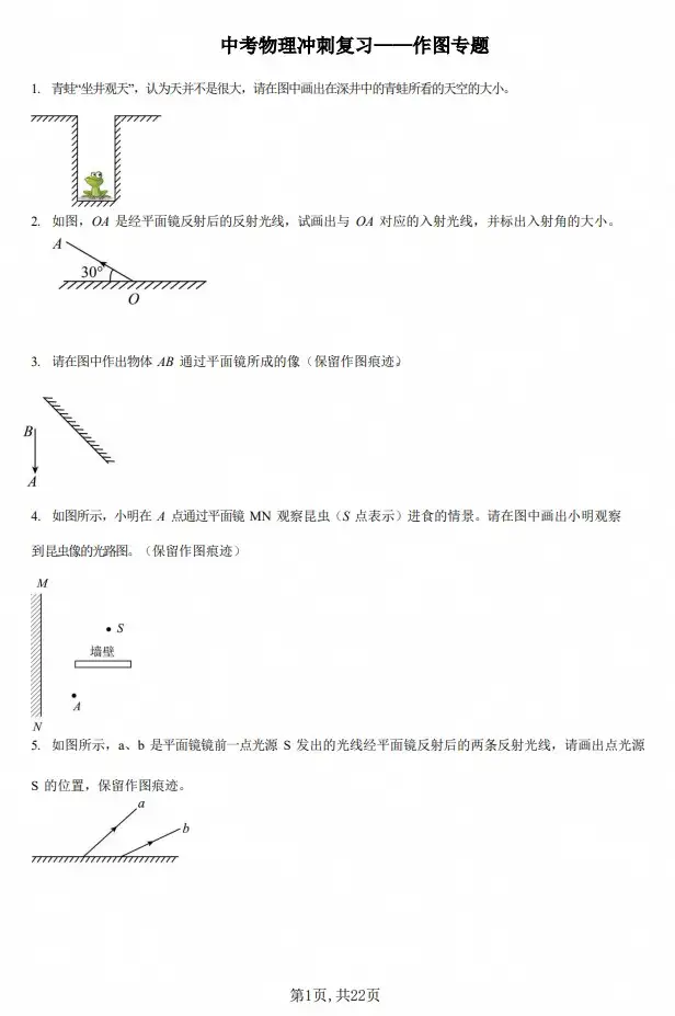 初中+中考物理冲刺复习作图专题