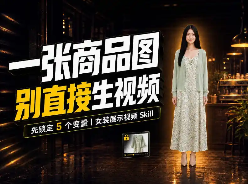女装AI视频总翻车？问题不在提示词，女装展示视频Skill先锁定5个变量！