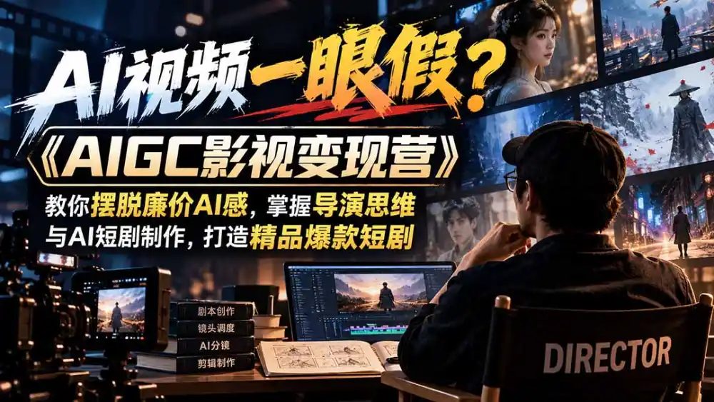 【无水印】AI视频一眼假？《AIGC影视变现营》教你摆脱廉价AI感，掌握导演思维与AI短剧制作，打造精品爆款短剧